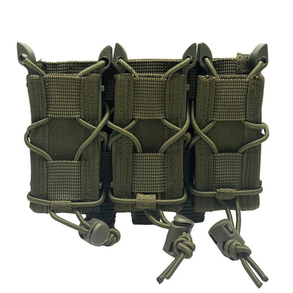 Three-Pipe Pistol Magazine Waist Holster - Durable ammunition bag with a 3-slot quick-access design and drawstring closure