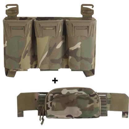 Tactical K-Zero Plate Carrier MOLLE Front Storage BagMulti-Caliber 556 9MM Triple Mag Pouch And Outer Layer Admin Pouch