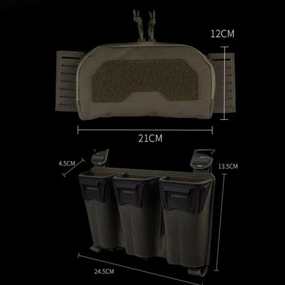Tactical Admin Pouch with Multi-caliber 5.56 9mm Triple Mag Pouch MOLLE Front Placard System 2nd Layer Airsoft Pouches