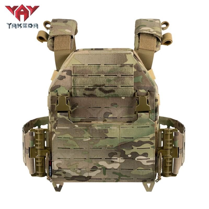 YAKEDA Plate Carrier Camo Tactical Vest CP Color Hunting Vest with Laser Cut Molle for Training and Personal Defense Equipment