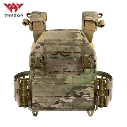 YAKEDA Plate Carrier Camo Tactical Vest CP Color Hunting Vest with Laser Cut Molle for Training and Personal Defense Equipment