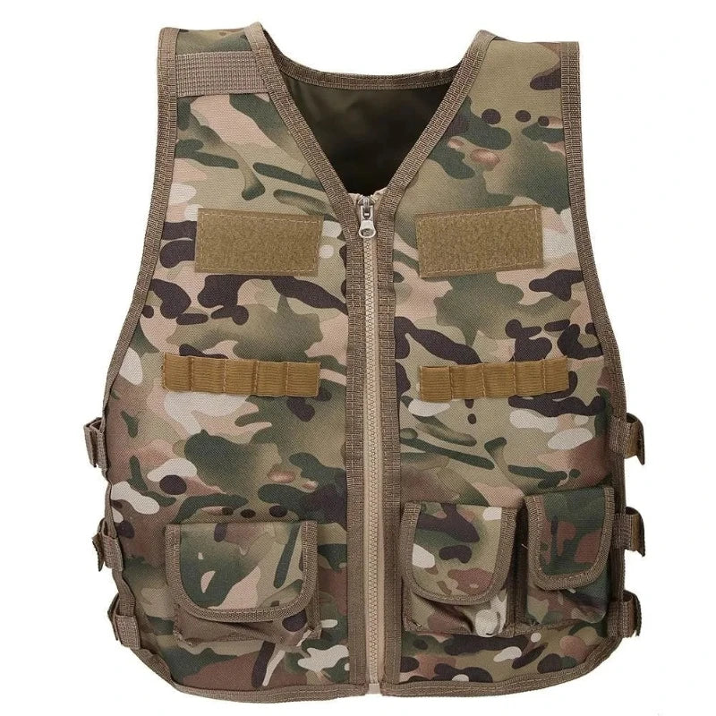 Children Combat Vest Kids Camouflage Multiple Pockets Hunting CS Shooting Jacket Hunting Tactical Waistcoat Training Gear