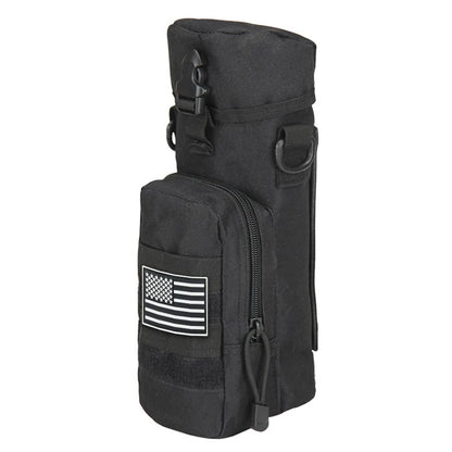 Single shoulder crossbody sports water bottle bag with a detachable cylindrical buckle design and front auxiliary pocket