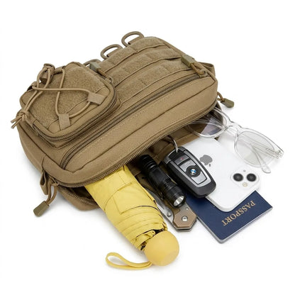 Tactical EDC Molle Waist Bag Utility Belt Pouch with D Ring Patch Panel and Bungee Cord for Hunting Camping Hiking Outdoor Sport