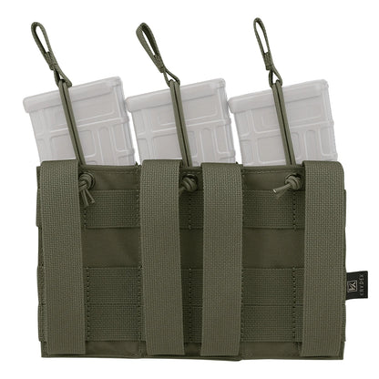 KRYDEX Tactical Modular Triple Open-Top 5.56mm Mag Pouch with MOLLE Strap for M4 M16 5.56 Magazines Hunting Airsoft Accessory
