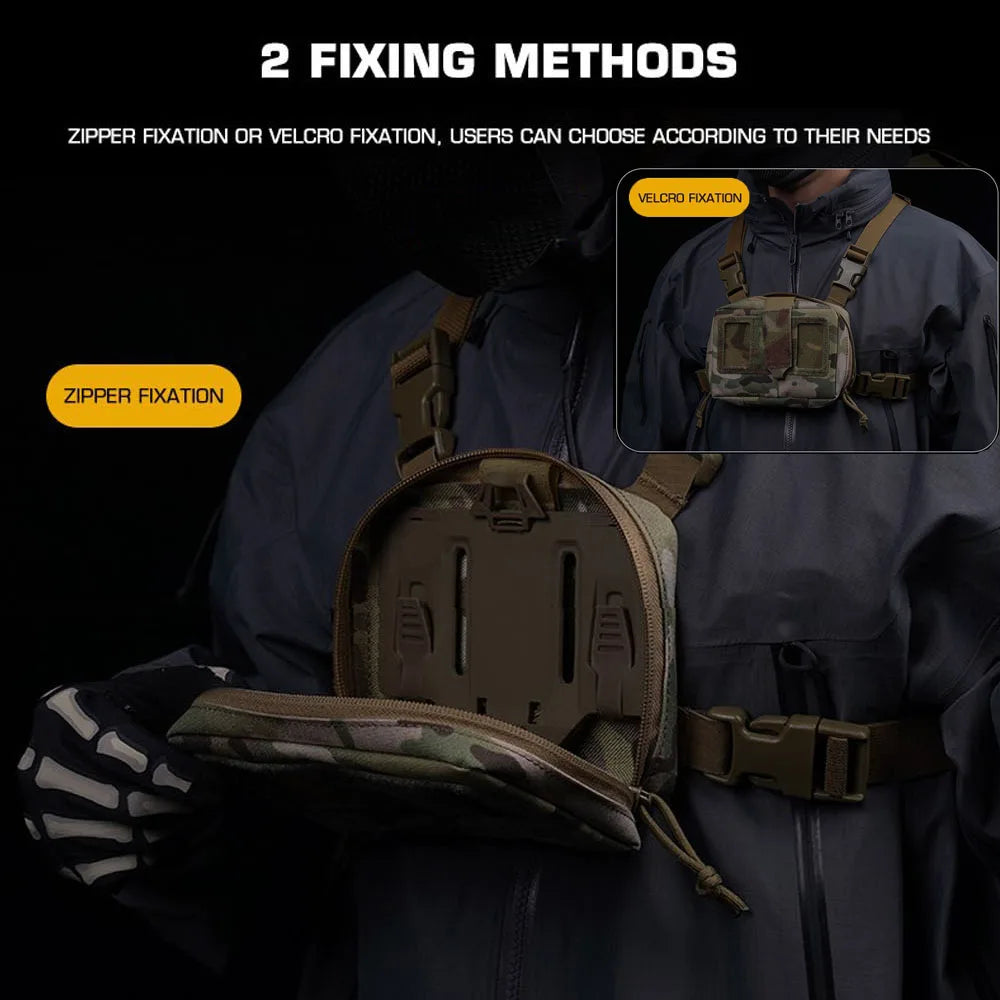 Tactical Bag Phone Folding Navigation Board Pouch Double Zipper Outdoor Hunting Airsoft Dustproof Mobile Phone Protective Bag