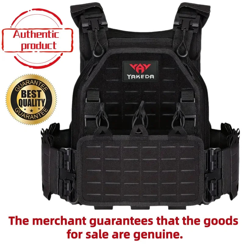 YAKEDA Tactical Vest 6094 Fast Detachable Light Laser Cut Outdoor Hunting Black Gear Carry Vest of High Quality 1000D Nylon