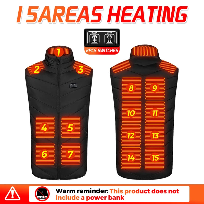21 Heated Vest Zones Electric Heated Jackets Oversized USB Electric Jacket Men Women Winter Warm Coat For Hiking Outdoor Camping