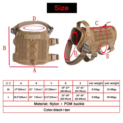 Tactical Dog Vest Hunting Shooting Cs  Fan Service Nylon Pet Vests Airsoft Training Molle Dogs Harness