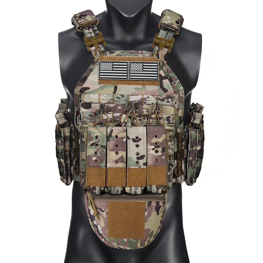 MOLLE system expansion vest hidden triple pocket multi zone pocket Magic Sticky design