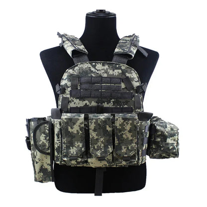 6094 Camouflage Plate Carrier Vest Multi-Functional Tactical Hunting Vest Adjustable Men Combat Equipment for Outdoor Cycling