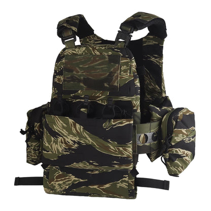 Tactical V5 PC Plate Carrier Set Ferro Style Hunting Plate Carrier Tiger with Elastic Waistband Triple Mag Pouch Airsoft Gear