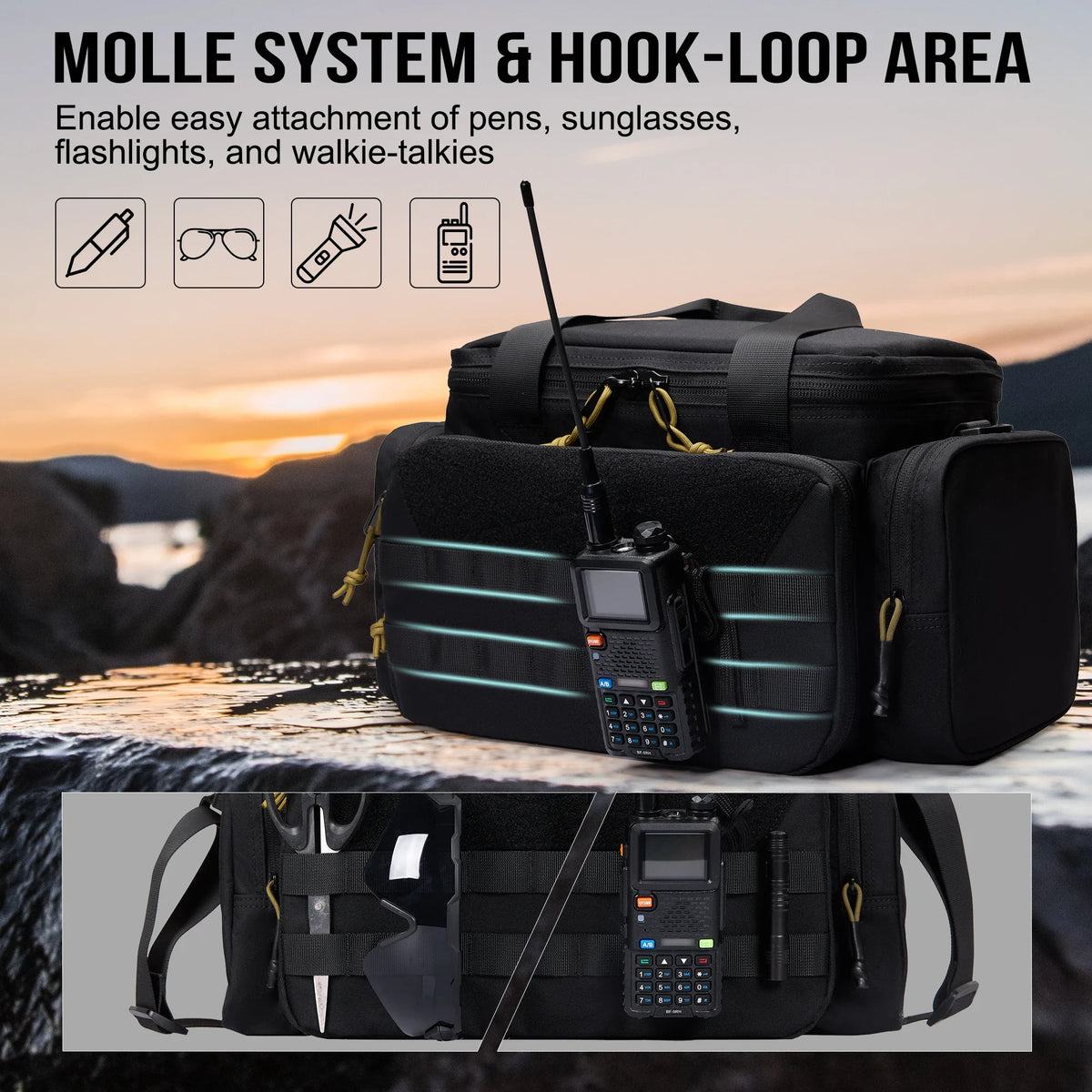 ONETIGRIS Range Bag, Hunting Shooting Range Bags for Handgun with 3 Removable Dividers Duffle Bag for Fishing, Hiking,Sports