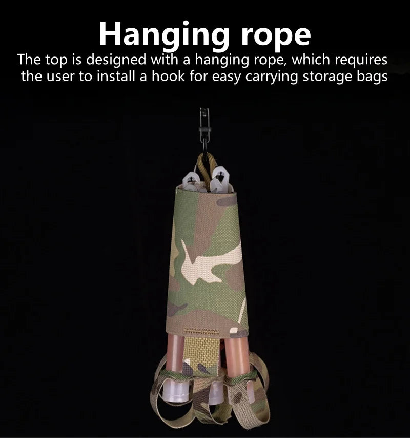Fluorescent Stick Portable Storage Bag with MOLLE System 6 Pack Glow Sticks Store Pouch Chemlights Keeper for Outdoor Camping