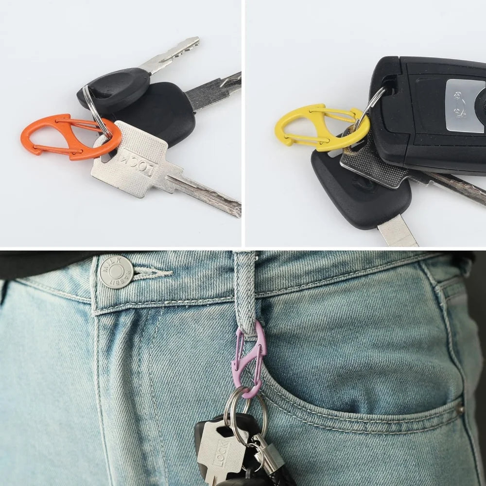 20PCS Mini Double Sided Carabiner Clips Small Zinc Alloy Keychain Clasp Snap Hooks EDC for Outdoor Camping Hiking