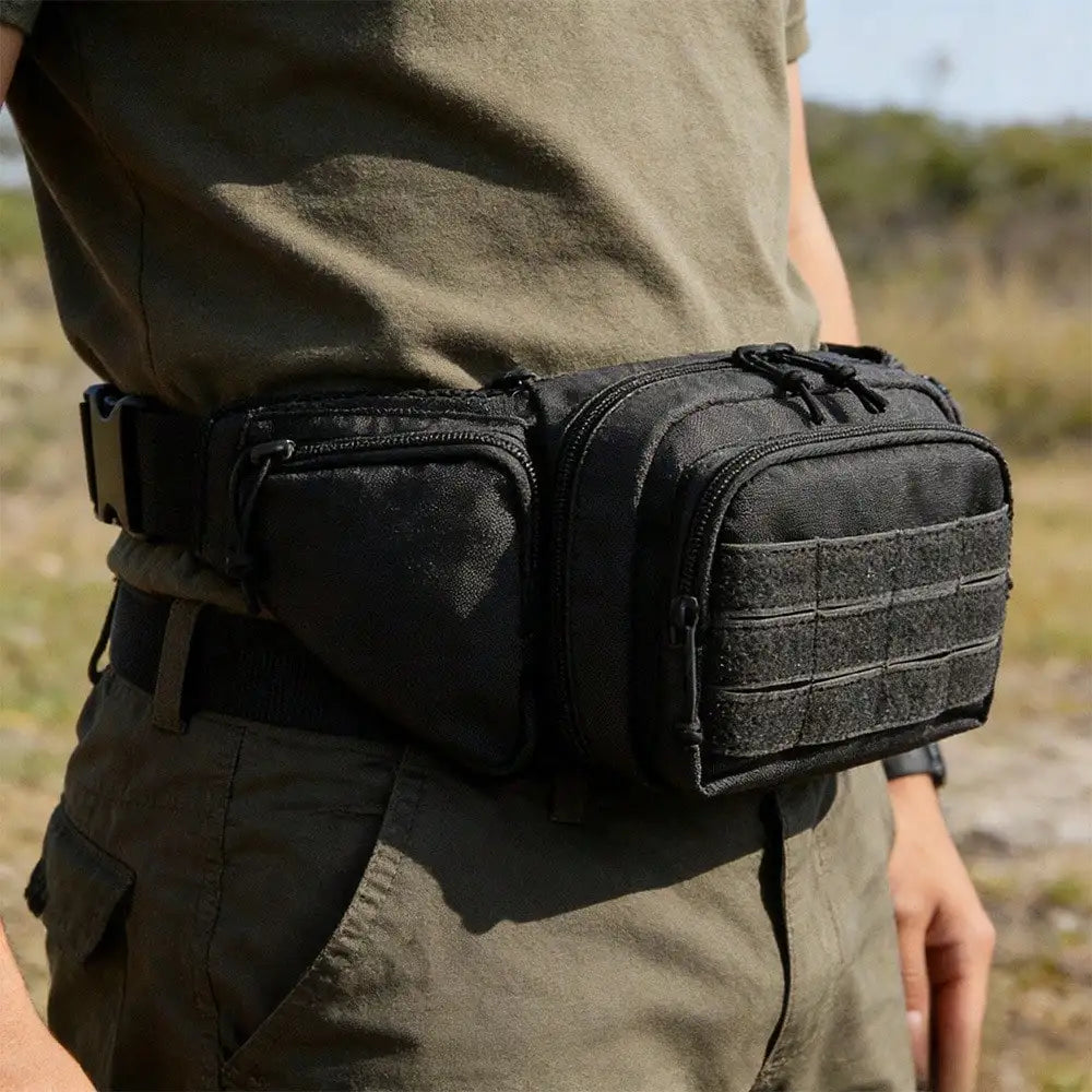 Tactics Outdoor Sports Waist Bag with Badge and Buckle, Hiking Bike Fishing Shoulder Bag Lightweight High Capacity Waist Bag