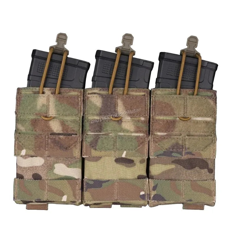 AG 3 MOLLE 5.56 M4 Triple Magazine Pouch Tactical Vest Bungee Retention Plate Carrier Front Placard MAG Holder Bag Airsoft