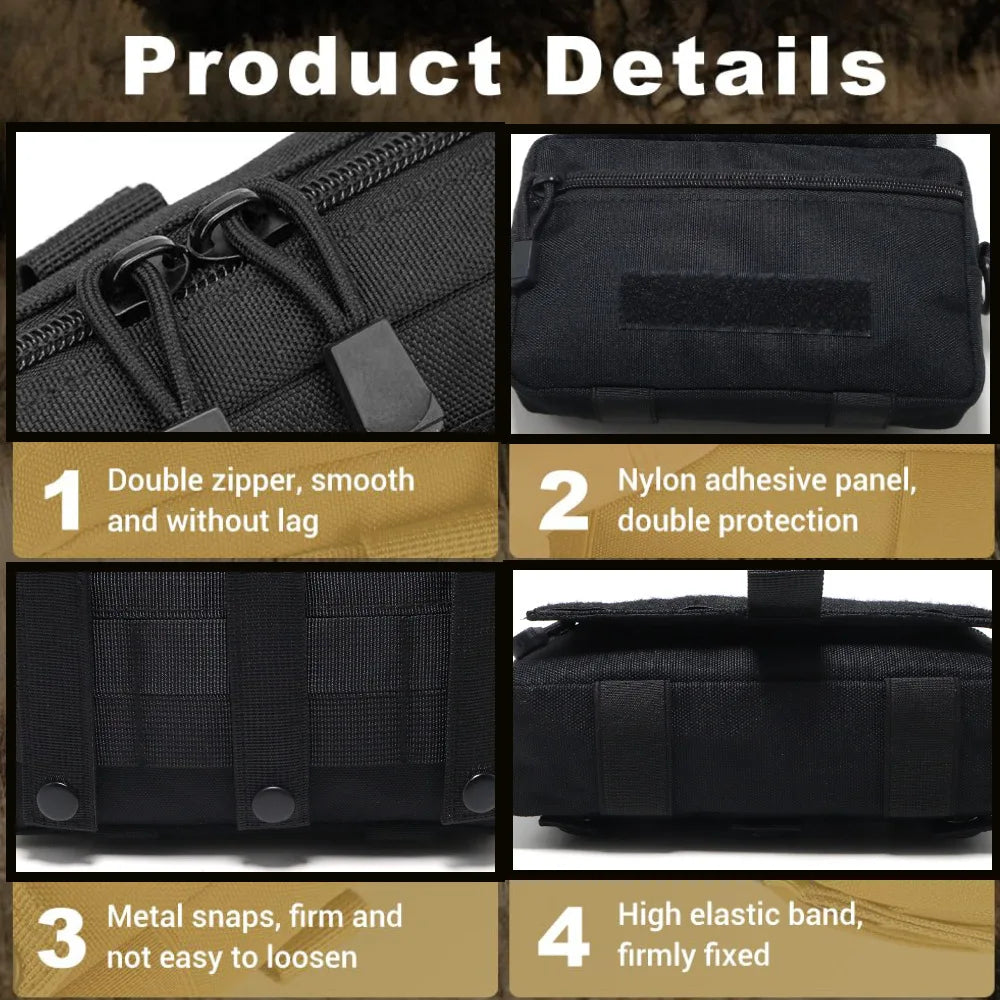 Tactics MOLLE Admin Pouch Utility EDC Waist Bag Horizontal Modular Pouch Chest Pack  Accessory Bag for Outdoor Hiking, Hunting