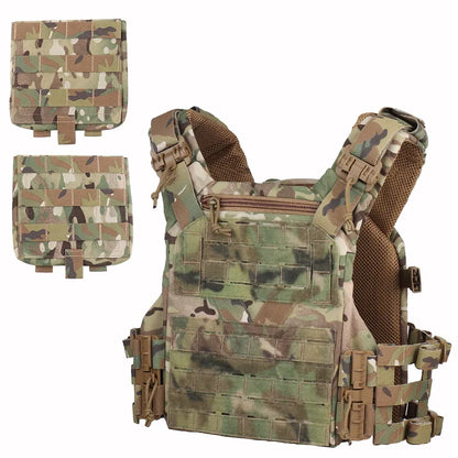 /K19 Full-Size Hunting Vest Plate Carrier Fit for 80-110 cm, MOLLE Quick Release Fast Adjust Cummerbund Chest Rig