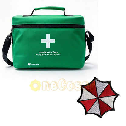 Resident Evil Company First Aid Kit with Embroidered Badge, Popcorn Insulated Bag Cosplay Prop for Halloween Zombie Raccoon City