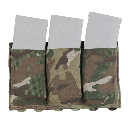 Triple Elastic Magazine Pouch Multi Caliber MOLLE Panel for 5.56 7.62 Airsoft Ammo Storage Lightweight Design