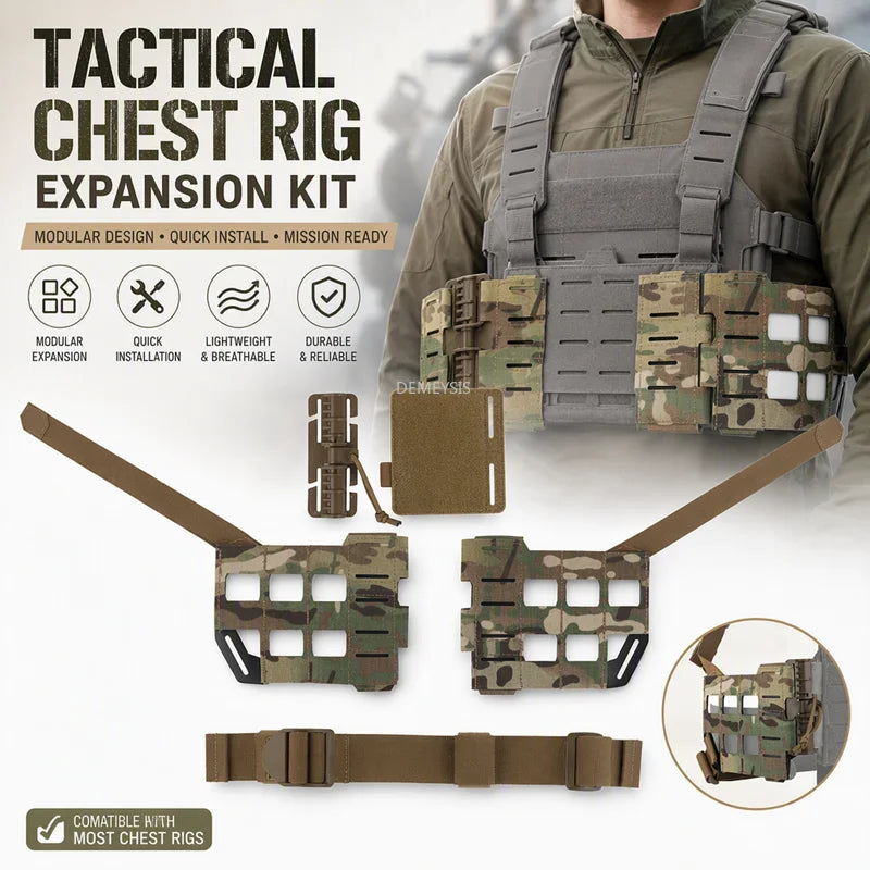 Tactical Chest Rig Expansion Kit Scalable Design Tactical Vest Molle Front Panel Hunting Vest Airsoft Training Gear  Accessories