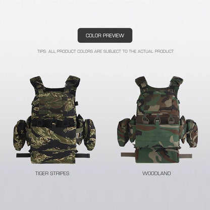 Ferro Style V5 FCPC Plate Carrier Tiger Stripes/Woodland Camouflage Set With IFAK Roll 1 Trauma Pouch,Side Bag,Triple Mag Pouch