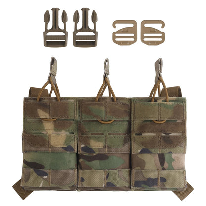 Tactical AG 3 MOLLE 5.56 M4 Triple Magazine Pouch Hunting Vest Carrier Front Panel With Elastic Fixing Rope,G-buckle,2.5 Buckle
