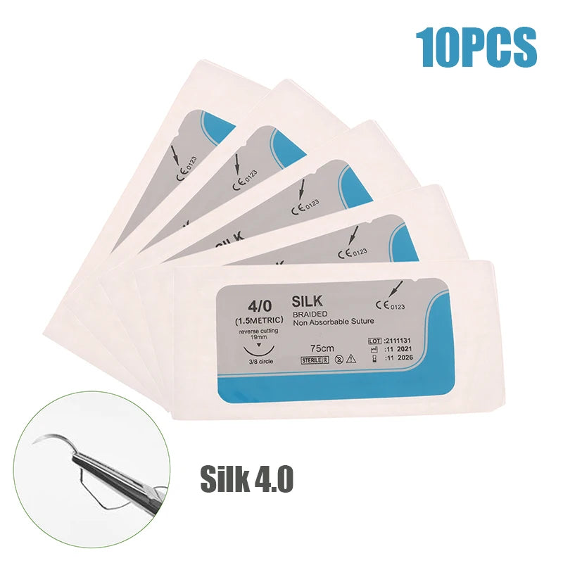 10Pcs 75cm 2/0 3/0 4/0 Medical Surgical Suture Nylon Silk Polypropylene Polyester Monofilament Thread Suture Teaching Exercises