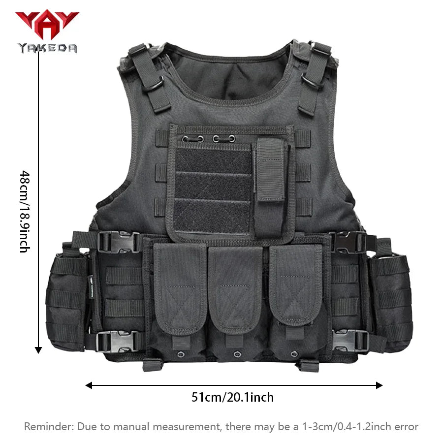 YAKEDA multifunctional quick release hunting vest with adjustable shoulder straps and waist circumference, multiple device bags