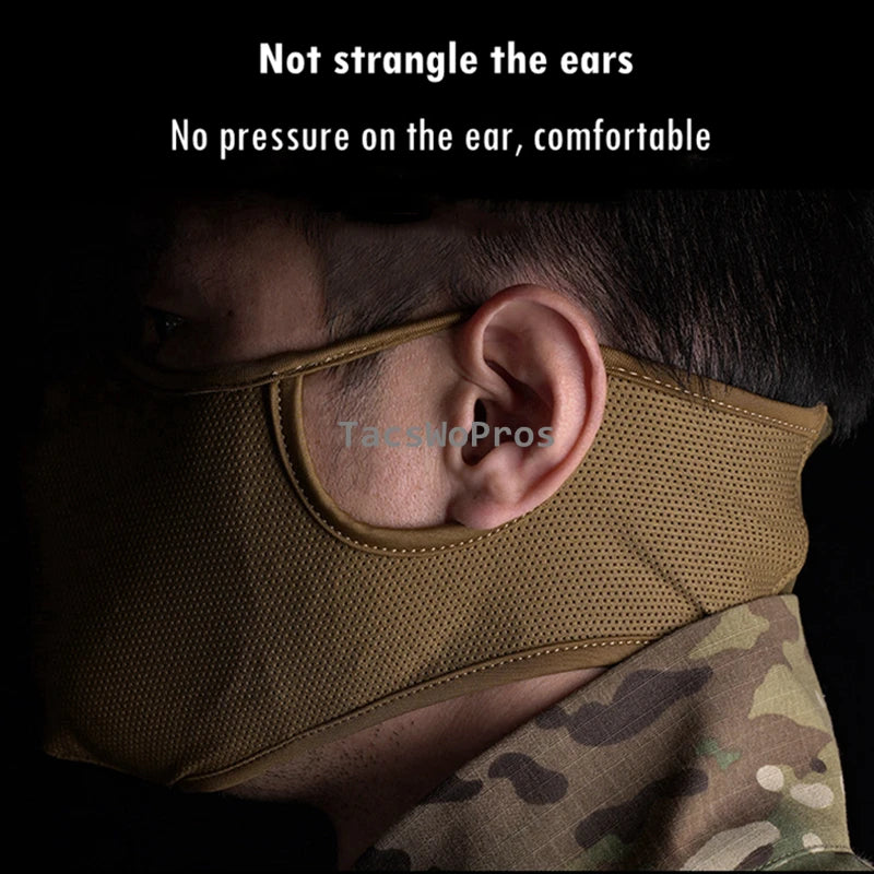 Tactical Shooting Mask with Silicone Outdoor Breathable Elastic Soft Masks Riding Hiking Hunting Sports Half Face Mask M/L Size