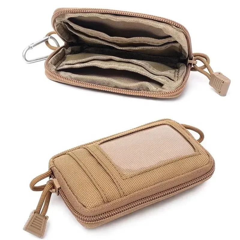 Tactical Waterproof Card Pack Outdoor EDC Pouch Key Purse Wallet Travel Kit Coin Purse With Card Slots Pack Zipper Waist Bag