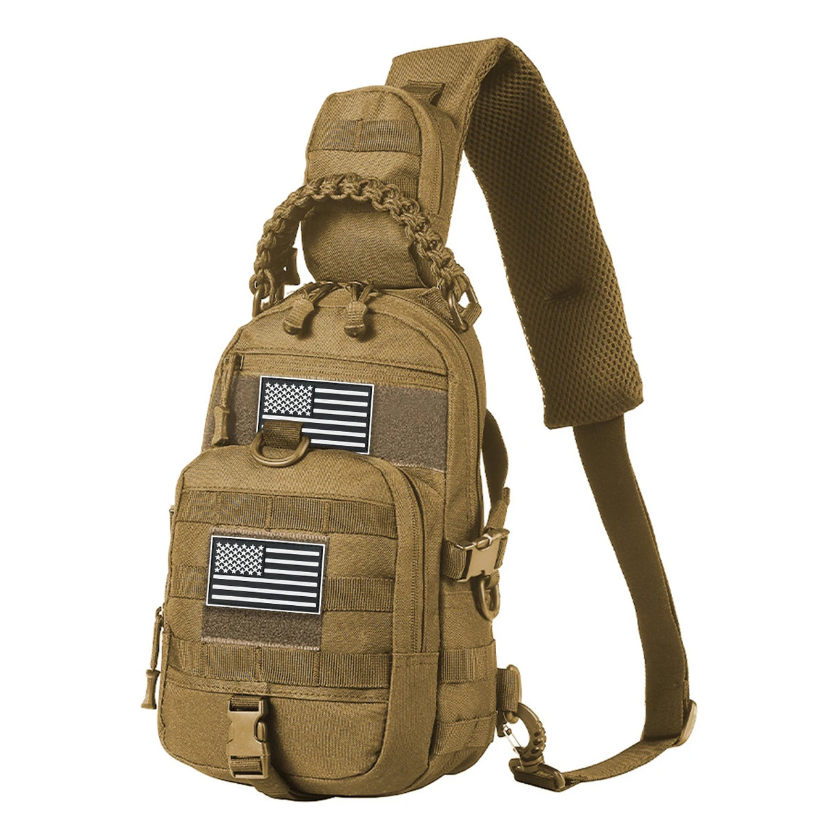 Multi functional crossbody chest bag Molle expansion system adjustable, widened, breathable single shoulder strap woven handle