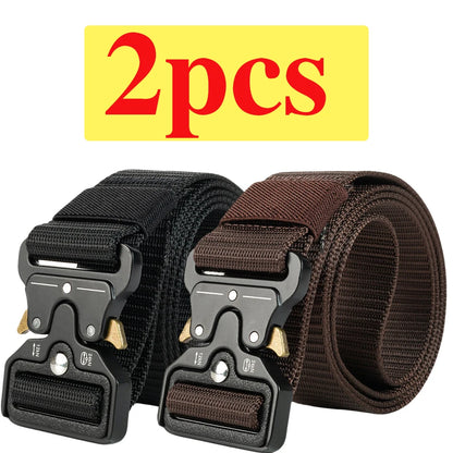 Two-Pack Quick-Release Symmetrical Buckle Tactical Belt; Outdoor Sports Exercise Training Hunting Nylon Canvas Belt
