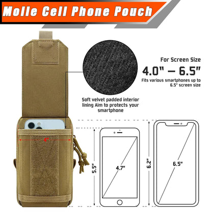 Tactical MOLLE EDC Utility Waist Bag & Cell Phone Pouch Compact EDC Outdoor Gadget Organizer Vest Pack Purse Smartphone Holster
