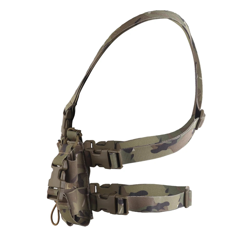 Tactical Double Layer Chest Rig Triple 5.56 Mag Pouch Airsoft Hunting Quick Release Training Vest Side Radio Pouch