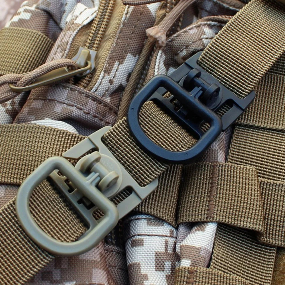 4pcs/set 360 Rotation D-Ring Clips Tactical Bag Accessories for MOLLE Webbing Attachment Backpacks D-Ring Grimloc Locking D-Ring