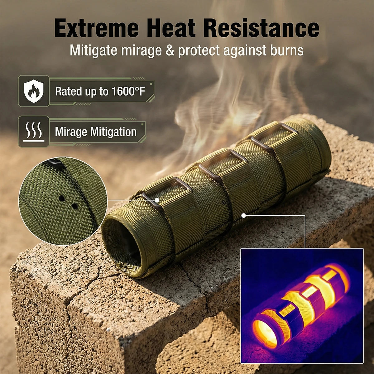 Tactical Sound Damper Suppressor Cover Fireproof Resistant Silicone Heat-Insulating Airsoft Protective Cover for 5/6/7/7.5/9Inch