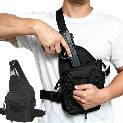 Tactical Shoulder Bag for Gun Concealed Carry Pistol Bag Crossbody Chest Pack Small Sling Backpack Quick Access Gun Holster Bag