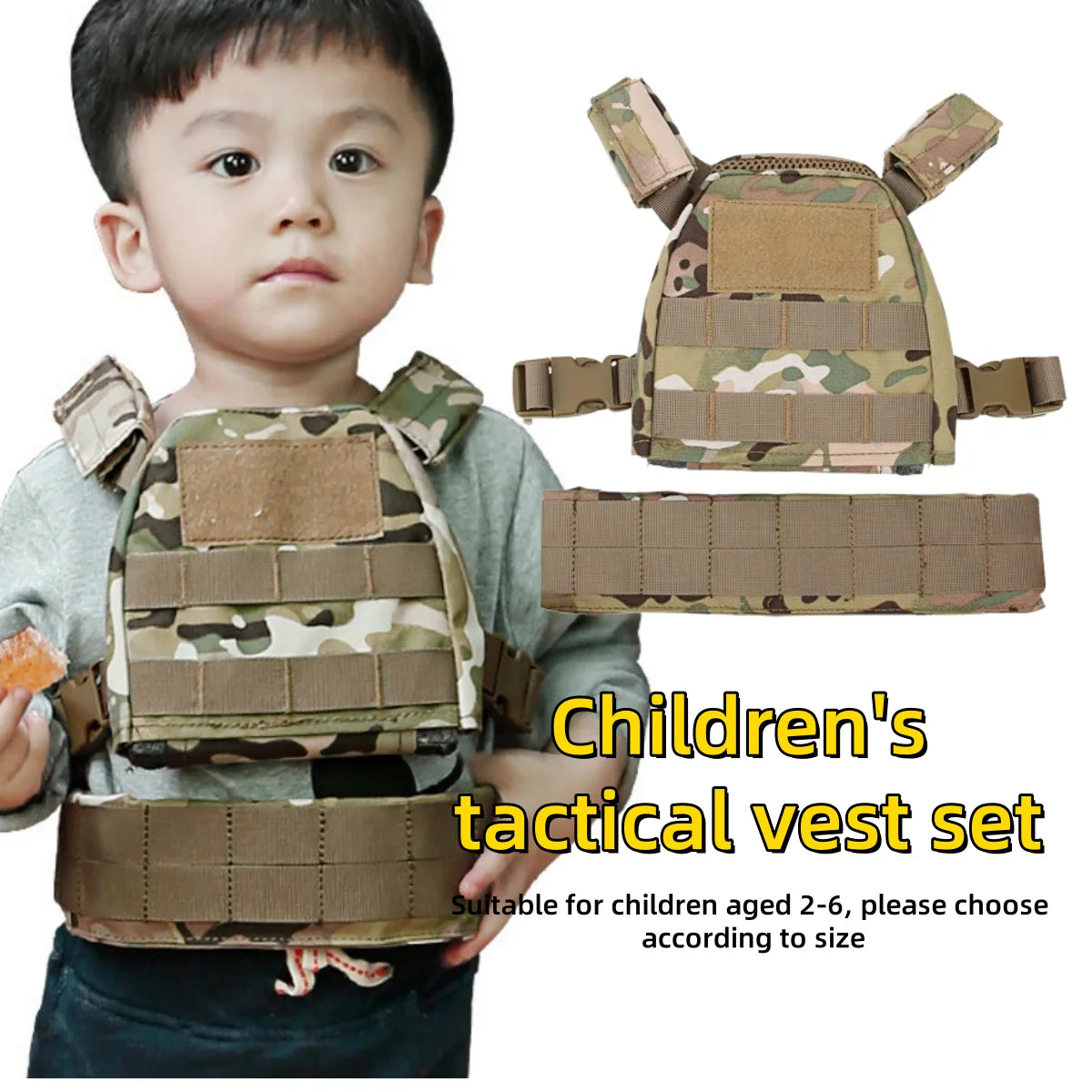 2-6 Year Old Children's Tactical Vest Set Outdoor Children's Training Vest Waist Cover Equipment Outdoor Children's Activity Tac