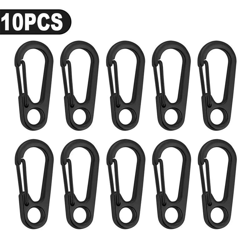 10pcs Mini Carabiner Set Outdoor Rope Clip Camping Paracord Accessories Knapsack Hanging Buckle  Daily DIY Keychain