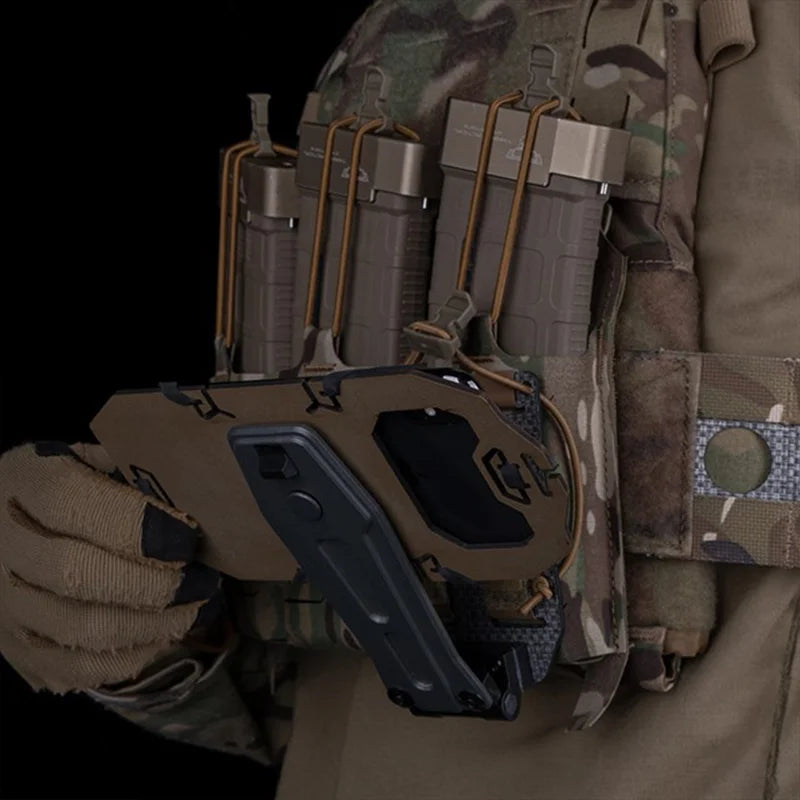 90° Rotating Foldable MOLLE Phone Holder Adjustable Elastic Mount for Large Smartphones Hunting Vest Plate Carrier Navigation