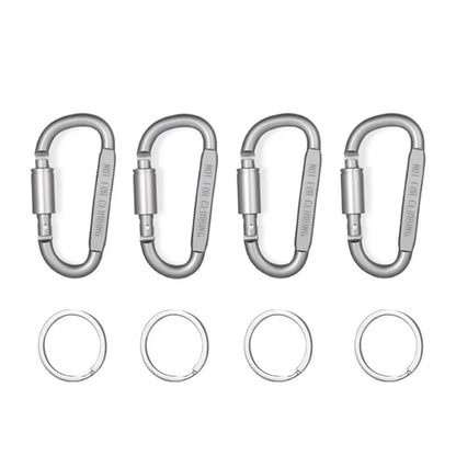 4 Pack D-ring Carabiner Clip Lightweight Aluminum Carabiners With Barrel Locking For Keychain Tactical Bag Backpack