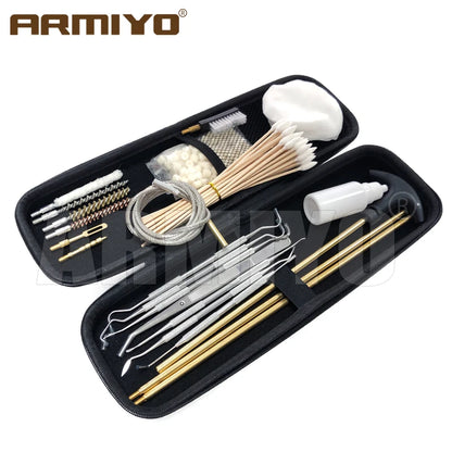 Armiyo Tactical .22/.30/.38 Caliber 12GA Hose Pipeline Dirt Carbon Deposit Cleaning Brush Patch Wool Pad Kit 720mm Rod Hunting