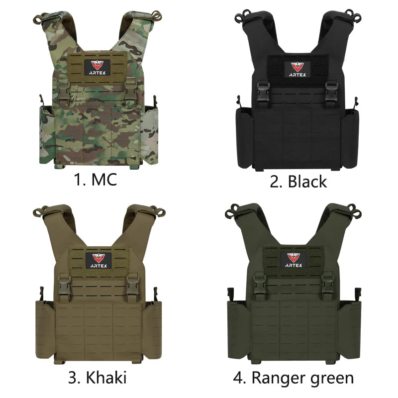 Modular Tactical Training Vest with PALS System - Adjustable Straps Quick-Release Buckle for Hunting Low-Profile Vest