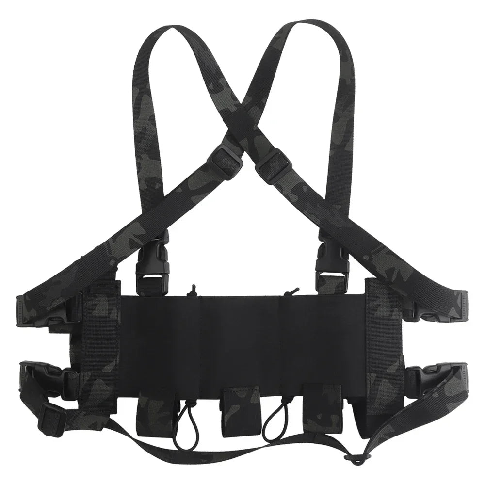 POSEIDON DEFENSE WG Minimalistic Multi-Mission Chest Rig Kit With 5.56 SMG 9MM Triple Magazine Pouch Genade Radio Holster