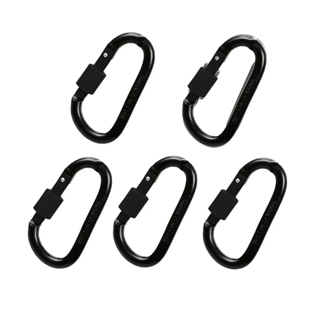 5pcs Carabiner With Lock Set Aluminium Alloy Tourist Hooks Fishing Carbin Buckle Caribiner Clip Key Holder Keychain Camping Tool