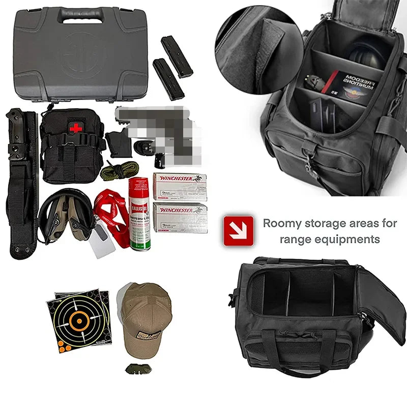 Tactical Gun Range Bag Molle System Pistol Case Storage Pouch Outdoor Hunting Nylon Shoulder Pack for Shooting Rifle