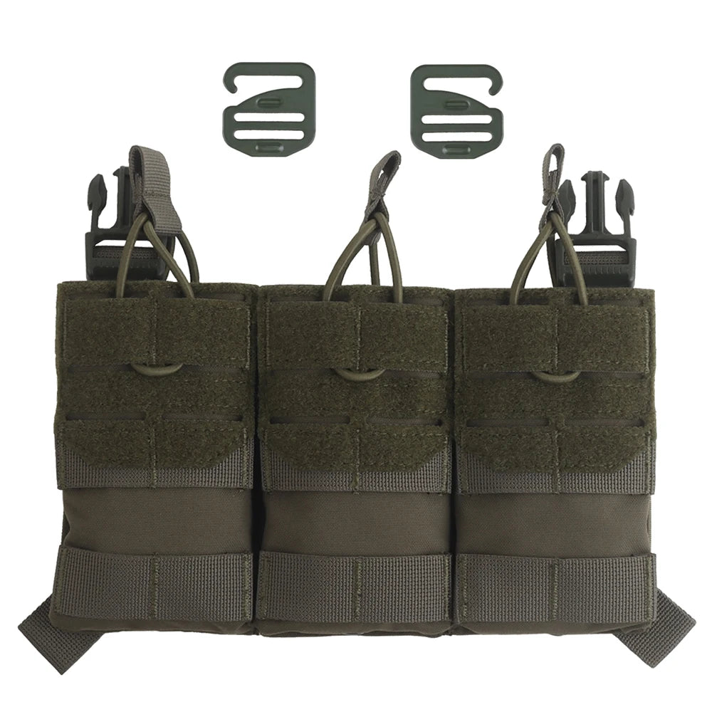 K Style Tactical Triple Magazine Pouch AR15 M4 5.56 Open-Top MAG3 Pouch for Hunting Airsoft Molle Vest Plate Carrier Front Panel