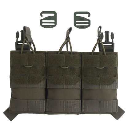 K Style Tactical Triple Magazine Pouch AR15 M4 5.56 Open-Top MAG3 Pouch for Hunting Airsoft Molle Vest Plate Carrier Front Panel